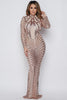 goPals long sleeve rose gold metallic mermaid dress. 