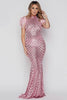 goPals cap sleeve pink sequins mermaid dress with open back. 