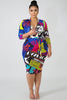 goPals plus size fitted long sleeve bold print bodycon dress. 