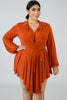 goPals burnt orange long sleeve plus size wrap dress. 