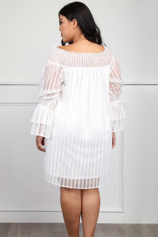 goPals white off-the-shoulder plus size dress.