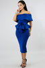 goPals royal blue 2 piece set with off-the-shoulder top and pencil skirt. 