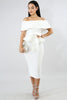 goPals white 2 piece set with off-the-shoulder top and pencil skirt. 