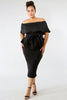 goPals black 2 piece set plus size with off-the-shoulder top and pencil skirt. 