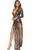 goPals long sleeve v-neck dress with thigh high slit. 